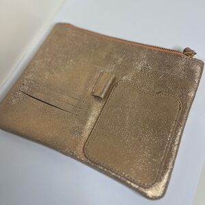Anthropologie Gold Metallic Zip Pouch / Wristlet – NWT